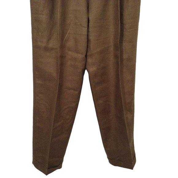 Y2K Classiques Linen Pant Trouser Petite-14 Pockets Pleated High Rise Taper Cuff - Picture 7 of 11